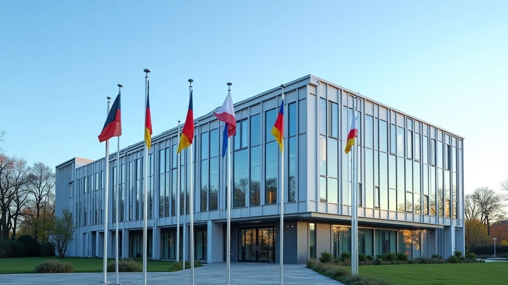 Modernes Regierungsgebäude mit architektonischen Details